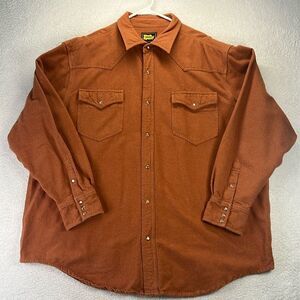 Work n' Sport Long Sleeve Orange Flannel Snap Up Shirt Size XXL